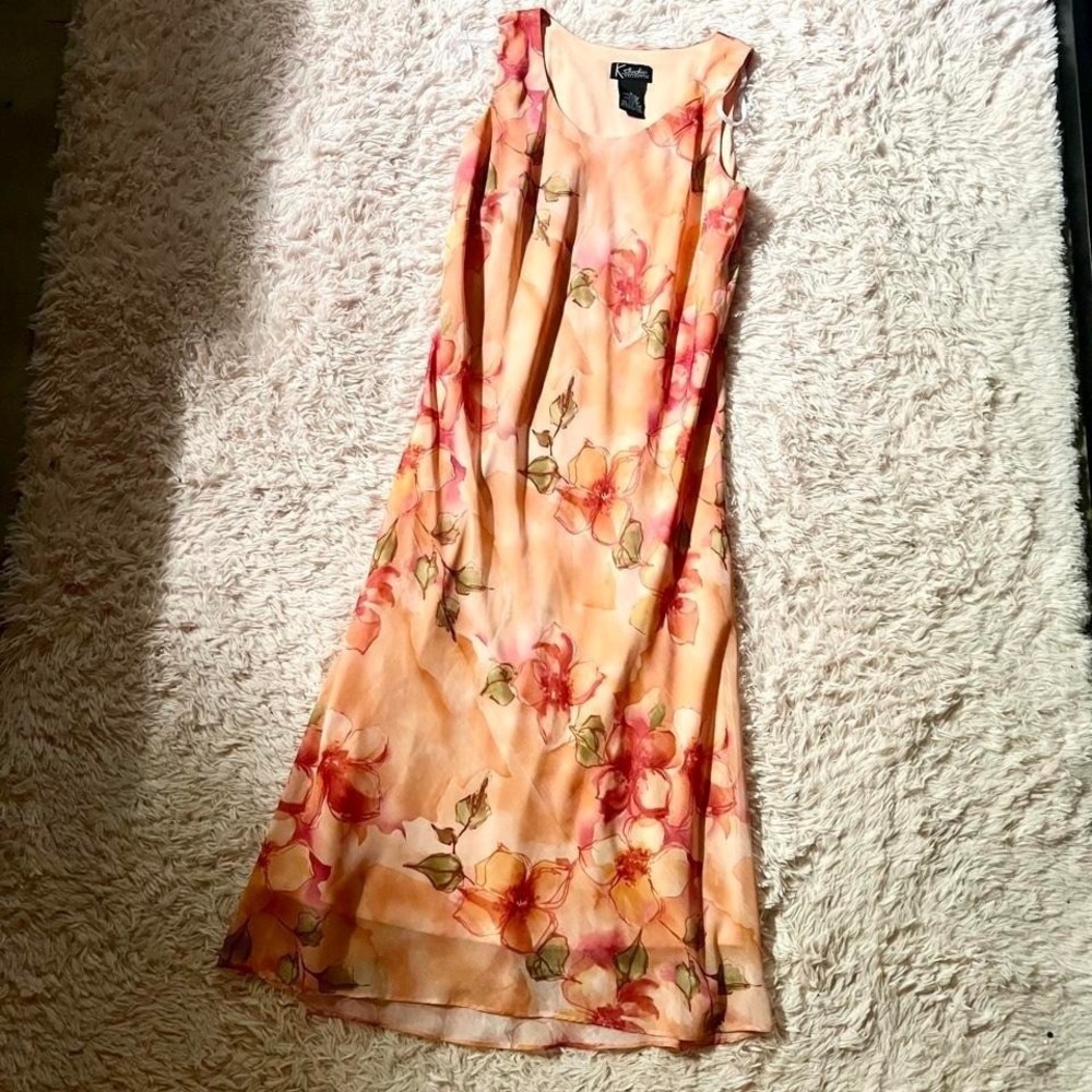 Vintage Whimsical Floral Spring Wedding Guest Flowy Dress Womens 10 Fairy Core